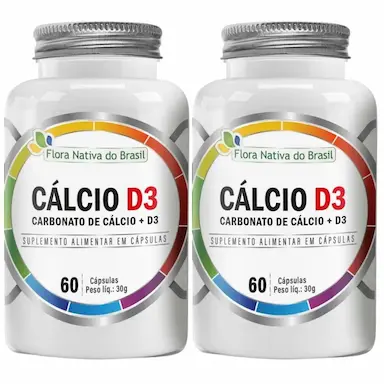 KIT 2X CáLCIO D3 (CARBONATO DE CáLCIO + VITAMINA D3) 60 CáPSULAS - FLORA NATIVA