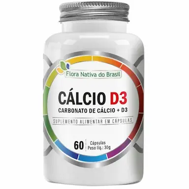 CáLCIO D3 (CARBONATO DE CáLCIO + VITAMINA D3) 60 CáPSULAS - FLORA NATIVA