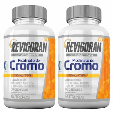 KIT 2X REVIGORAN PICOLINATO DE CROMO 250MCG 60 CáPSULAS - NUTRENDS