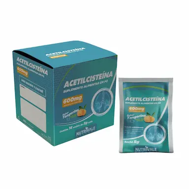 ACETILCISTEíNA EM Pó 600MG 16 SACHêS - NUTRIVALE Tangerina