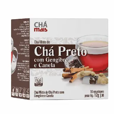 CHá MISTO DE CHá PRETO, GENGIBRE E CANELA 10 SACHêS - CHá MAIS