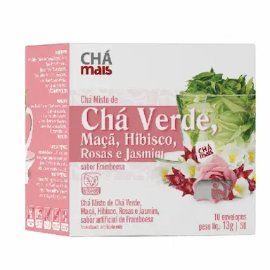 CHá MISTO DE CHá VERDE, MAçã, HIBISCO, ROSAS E JASMIM 10 SACHêS - CHá MAIS