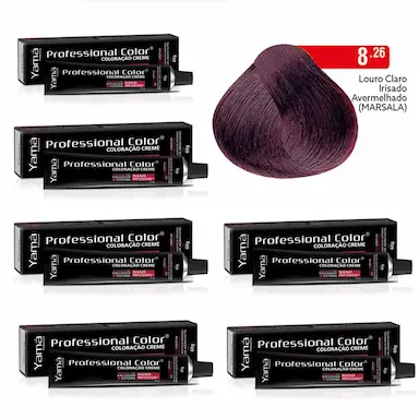 KIT C/6 COLORAçõES PROF COLOR NANO INFUSION 8.26 LOURO CLARO IRISADO AVE MARSALA