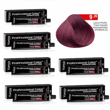 KIT C/6 COLORAçõES PROF COLOR NANO INFUSION 9.26 LOURO MT CLARO IRISADO AV MARSA