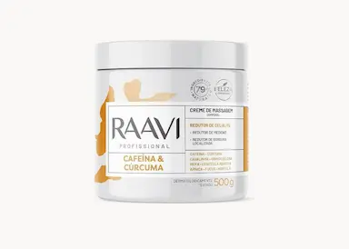 CREME DE MASSAGEM CAFEíNA E CúRCUMA 500G RAAVI