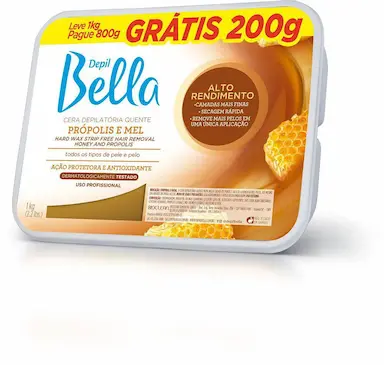 CERA DEPILATóRIA QUENTE EM BARRA PRóPOLIS E MEL  DEPIL BELLA