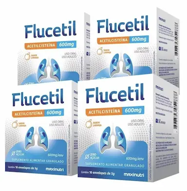 ACETILCISTEINA FLUCETIL 600MG SABOR LARANJA 16X5UN  KIT 4