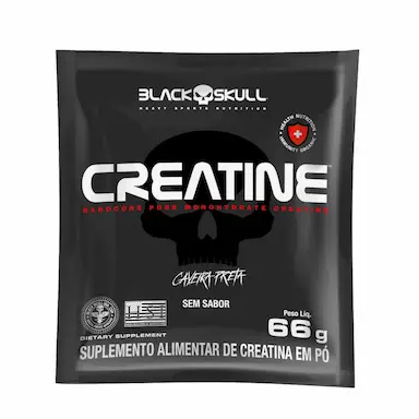 CREATINA MONOHIDRATADA 100% PURA EM SACHê COM 66G (22 DOSES) - BLACK SKULL