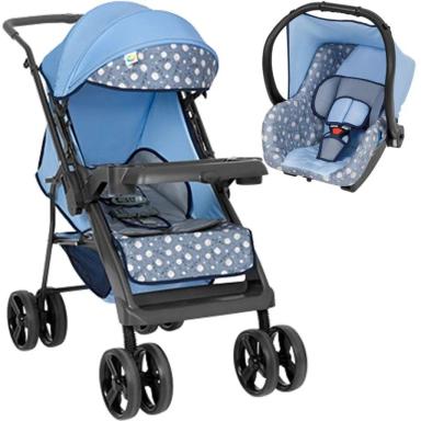 CARRINHO DE BEBE TUTTI BABY JOY COM BEBE CONFORTO AZUL