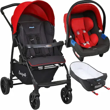 CARRINHO DE BEBê TOURING X E NINHO PRAMETTE BURIGOTTO - ECCO CZ VERMELHO