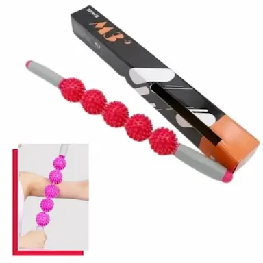 BASTãO COM ESPINHOS PARA MASSAGEM MIOFASCIAL COM 5 BOLAS RELAXAMENTO ANTI CELULITE