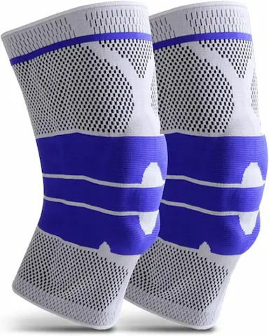 JOELHEIRAS DE COMPRESSãO , PROTETOR DE JOELHO COM GEL DE SILICONE E SPRING FITNESS, RESPIRáVEL : XL-01 PAR