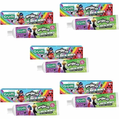 5 GEL DENTAL MIRACULOUS LADY BUG - COM FLUOR - 50G - GUM
