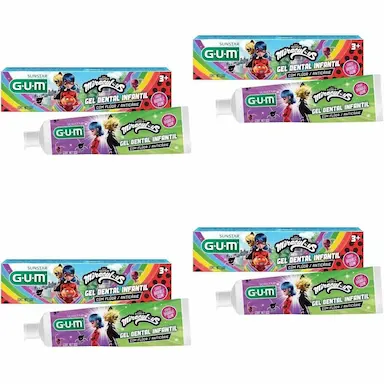 4 GEL DENTAL MIRACULOUS LADY BUG - COM FLUOR - 50G - GUM