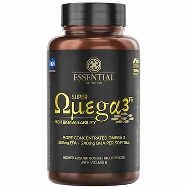 SUPER OMEGA 3TG-1000MG-180  CAPSULAS-ESSENTIAL NUTRITION SEM Sabor