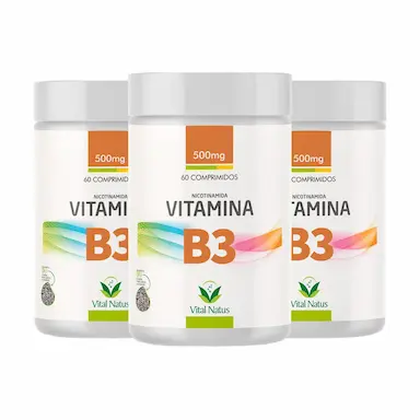 NICOTINAMIDA 500MG - VITAMINA B3 - 180 COMPRS - VITAL NATUS