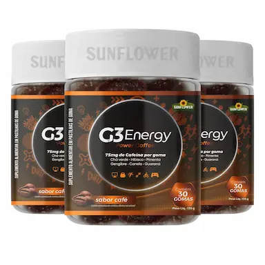 KIT 3 GUMMY PRé TREINO CAFEíNA - 30 GOMAS - SABOR CAFé - G3 ENERGY - POWER COFFEE - KIT 3 POTES