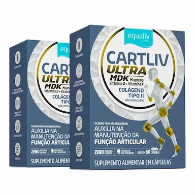 KIT 2 CARTLIV ULTRA MDK - COLAGENO TIPO 2, MAGNESIO, VITAMINA D E VITAMINA K2 -2X60 CAPS - EQUALIV