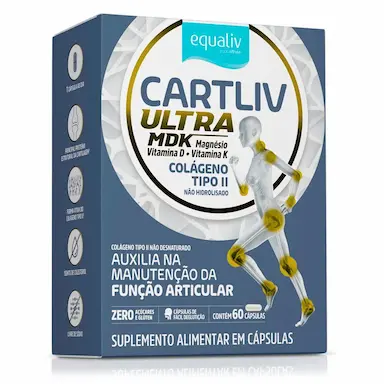 CARTLIV ULTRA MDK - COLAGENO TIPO 2, MAGNESIO, VITAMINA D E VITAMINA K2 60 CAPSULAS - EQUALIV