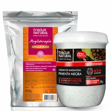 Kit Creme Pimenta Negra + Argila Rosa D'Água Natural 650G