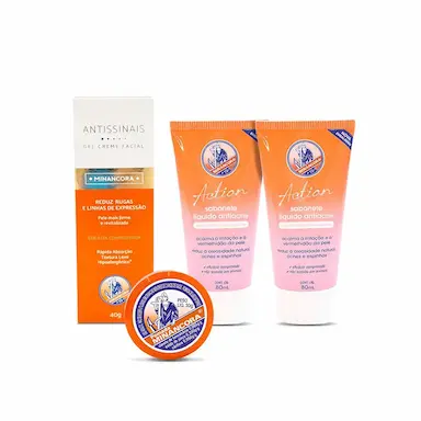 KIT MINANCORA POMADA ANTISSINAIS SABONETE LíQUIDO