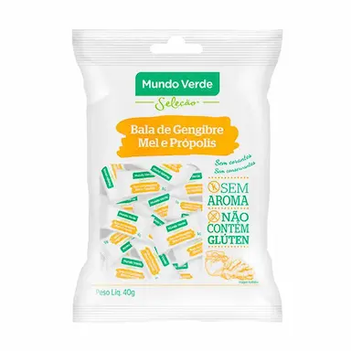 BALA DE GENGIBRE MEL E PRóPOLIS MUNDO VERDE SELEçãO 40G