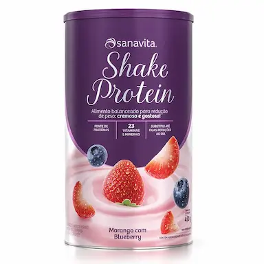 SHAKE PROTEIN MORANGO E BLUEBERRY 450G - SANAVITA