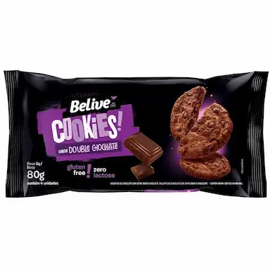 COOKIE SEM GLúTEN DOUBLE CHOCOLATE 80G - BELIVE