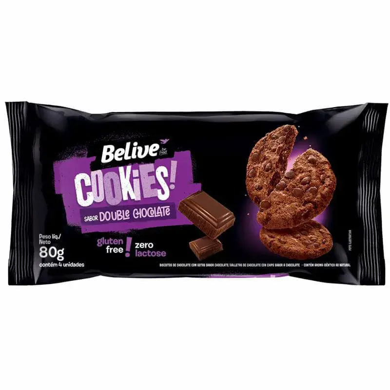 COOKIE SEM GLúTEN DOUBLE CHOCOLATE 80G - BELIVE