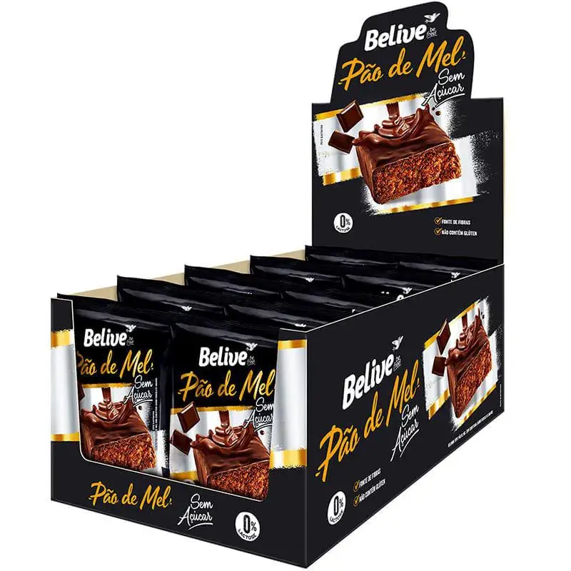 PãO DE MEL ZERO AçúCAR SEM GLúTEN E LEITE 45G - BELIVE
