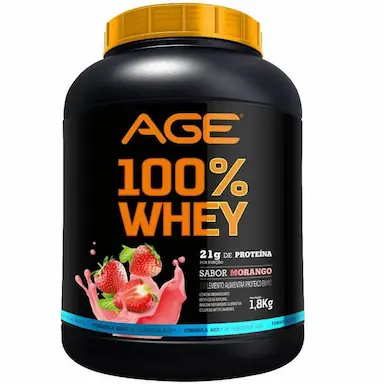 WHEY 100% PURE - (1,8KG) - MORANGO - AGE