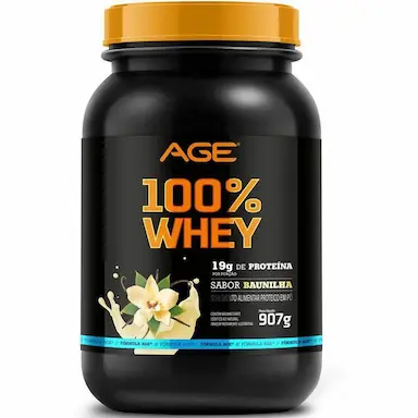 WHEY PROTEIN CONCENTRADO 100% PURE - (907G) - AGE OFICIAL Baunilha