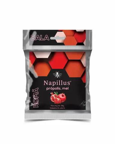 BALA DE ROMã, MEL E PRóPOLIS NAPILLUS 38 GRAMAS 10 UNIDADES