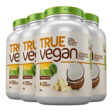WHEY VEGANO CHOCOLATE BRANCO COM COCO 4 X 837G TRUE SOURCE