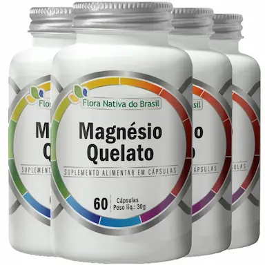 MAGNéSIO QUELATO 4 X 60 CáPSULAS - FLORA NATIVA