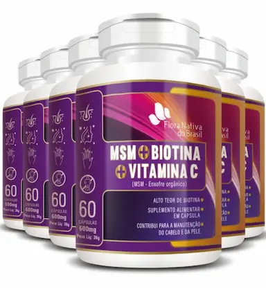 ENXOFRE ORGâNICO BIOTINA E VITAMINA C 6 X 60 CáPSULAS
