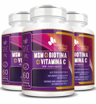 ENXOFRE ORGâNICO BIOTINA E VITAMINA C 3 X 60 CáPSULAS