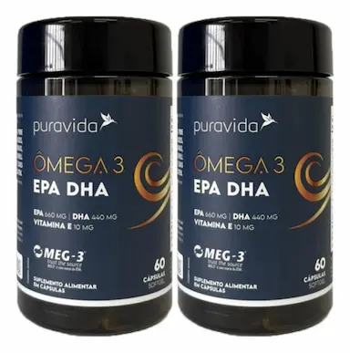 Ômega 3 Epa Dha Com Vitamina E 2 X 60 Cápsulas Puravida