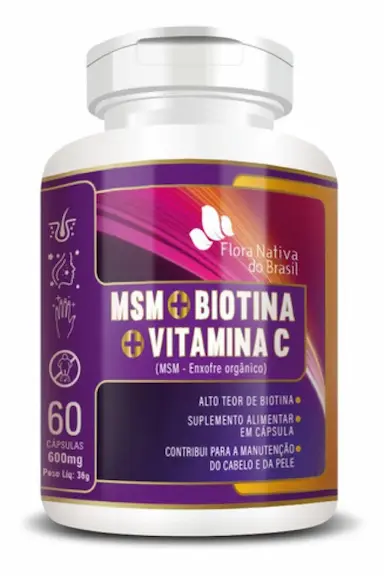 ENXOFRE ORGâNICO BIOTINA E VITAMINA C 60 CáPSULAS