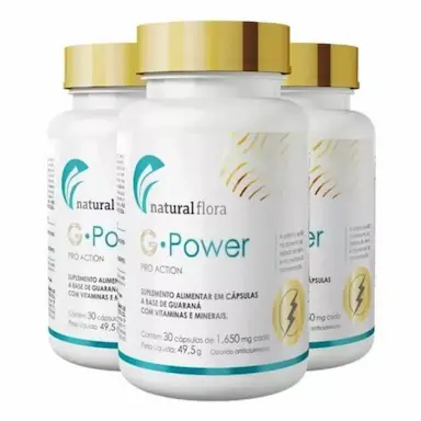 KIT 3 SUPLEMENTO G POWER 1650 MG 30 CAPS VITAMINAS E MINERAIS - NATURAL FLORA