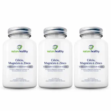 KIT C/ 3 CÁLCIO, MAGNÉSIO &amp;amp;AMP; ZINCO NATURE HEALTHY