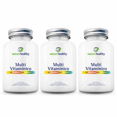 KIT C/ 3 - MULTIVITAMÍNICO 13 VITAMINAS + 10 MINERAIS NATURE HEALTHY