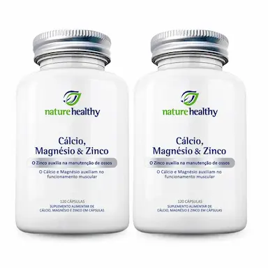 KIT C/ 2 CÁLCIO, MAGNÉSIO &amp;amp;AMP; ZINCO NATURE HEALTHY