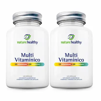 KIT C/ 2 - MULTIVITAMÍNICO 13 VITAMINAS + 10 MINERAIS NATURE HEALTHY