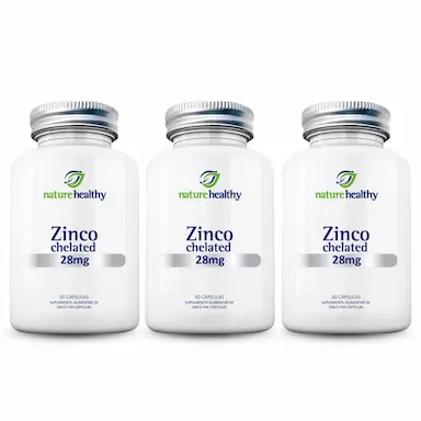 KIT C/ 3 - ZINCO QUELATO 28MG 400% IDR  NATURE HEALTHY