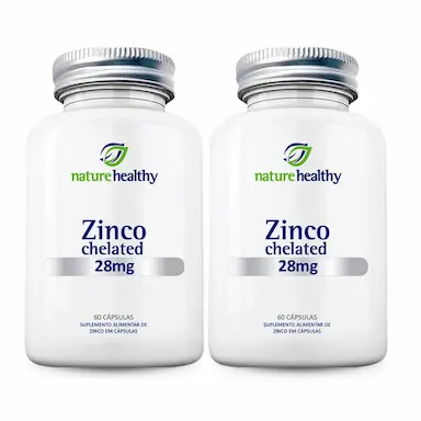 KIT C/ 2 - ZINCO QUELATO 28MG 400% IDR  NATURE HEALTHY