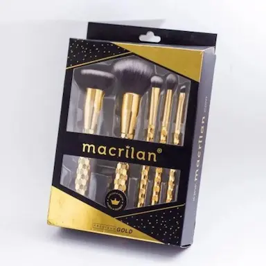 KIT 5 PINCéIS MACRILAN MAQUIAGEM PINCEL PRECIOUS GOLD ED006 - xpto