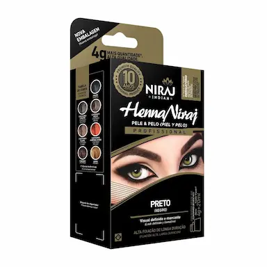 HENNA NIRAJ INDIANA SOBRANCELHAS PROFISSIONAL COM FIXADOR Preto