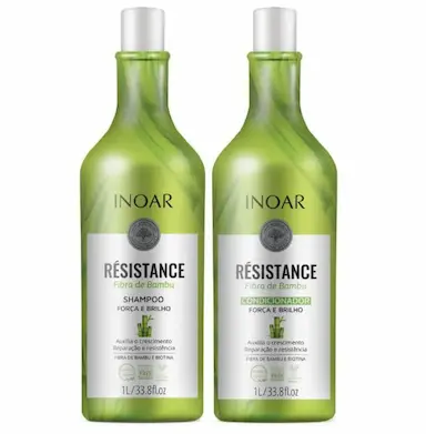 INOAR KIT RéSISTANCE FIBRA DE BAMBU - SHAMPOO E CONDICIONADOR 1000ML