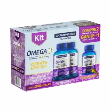 KIT ÔMEGA 3 1000MG C/ 300 CáPSULAS - CATARINENSE